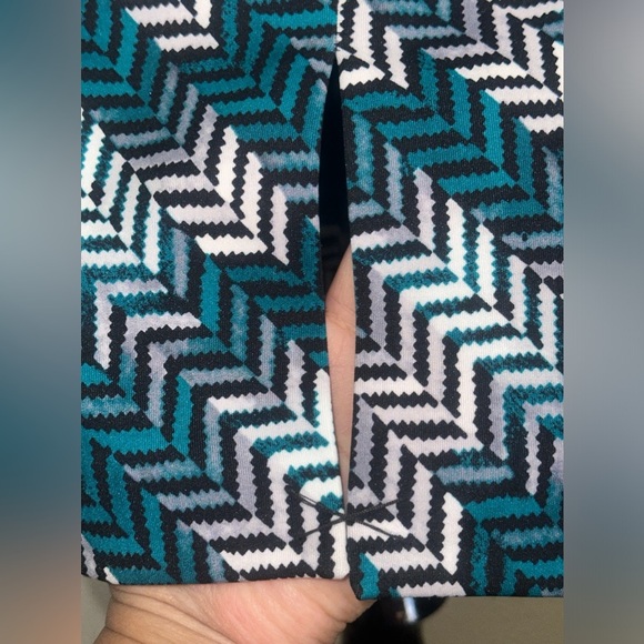 WHITE HOUSE BLACK MARKET NWOT Turquoise Chevron Print Cap Sleeve Dress Size 6 - Picture 5 of 7